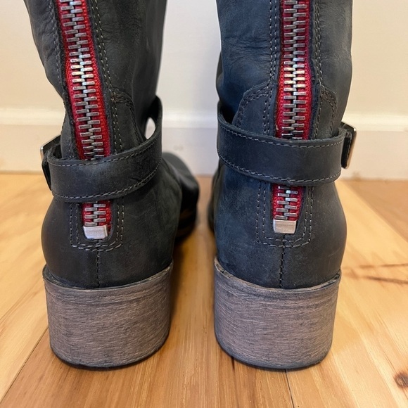 Charles David “Rowdy” Distressed Leather Riding Boots Black/Dark Gray Size 7 - Picture 7 of 15